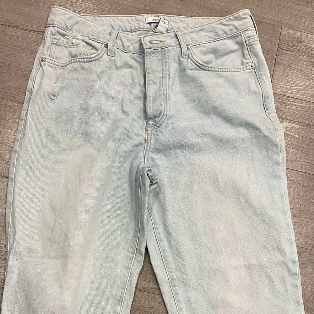 Forever 21 Light Blue Denim Jeans with Gold Stitching